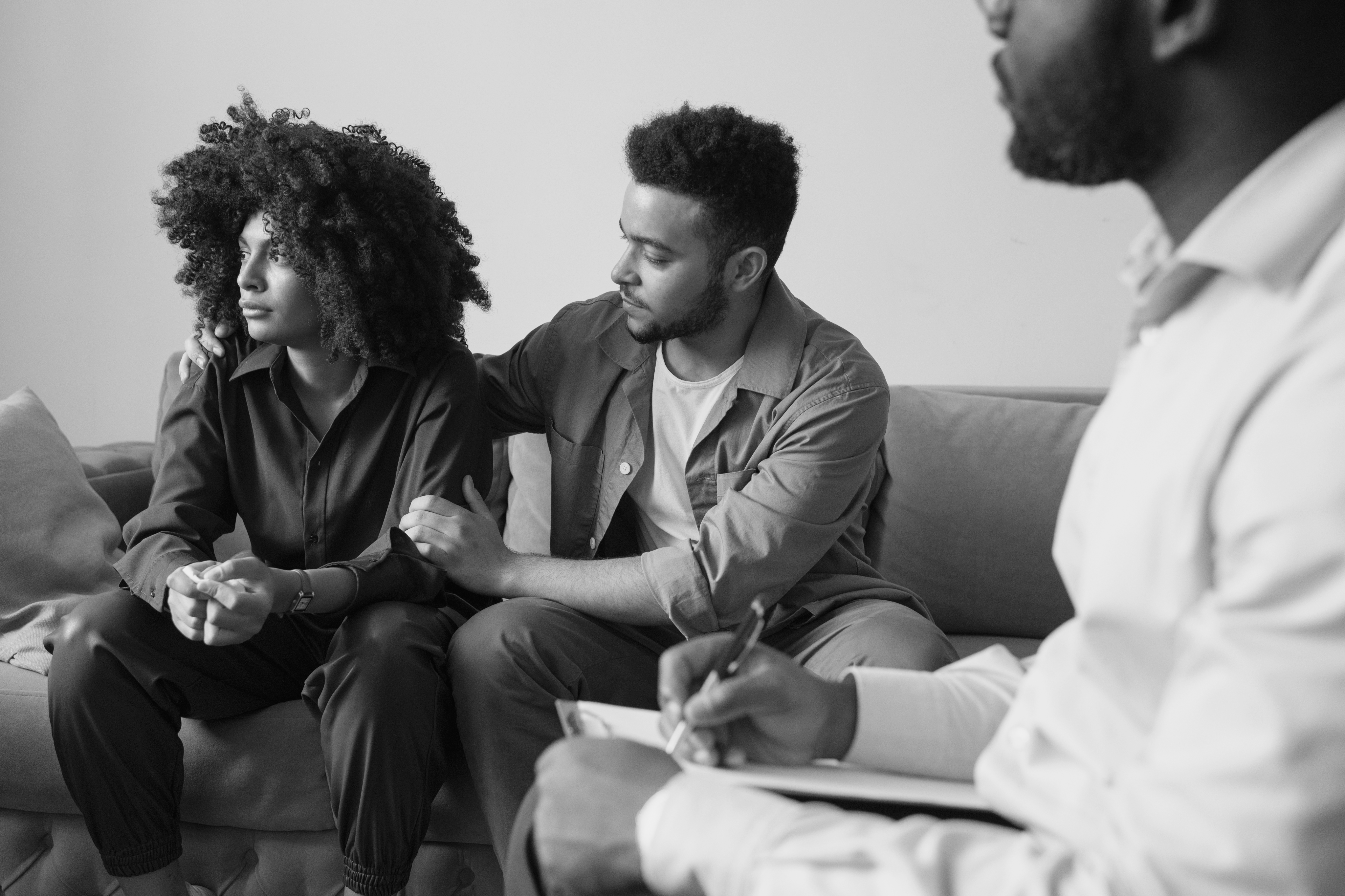 a porn and masturbation addict undergoing therapy and counselling session while being consoled by his brother.